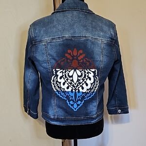 Hand Crafted, Blue, Kensie Jean Jacket size M, custom